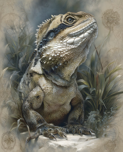 Drago barbuto seduto - in, studio