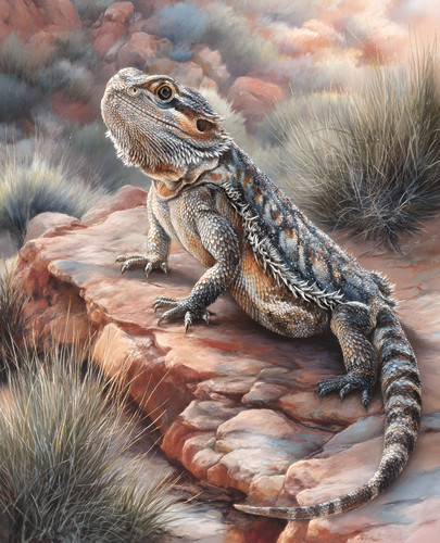 Drago barbuto che guarda dal
